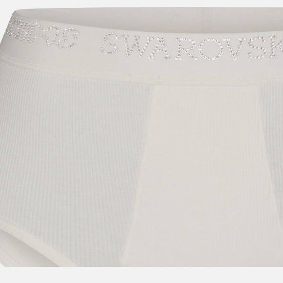 SWAROVSKI X SKIMS Ribbed High-Rise Crystal Logo Brief - Picture 4 of 4